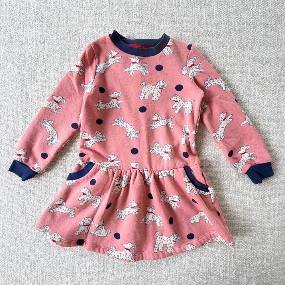Mini Boden Pink Poodle Sweatshirt Dress EUC 5/6